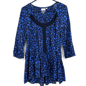 Anthropologie HD in Paris size XS Ressica Leopard‎ Tunic Top blue black